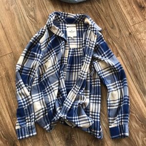 AE blue and off white boyfriend fit flannel